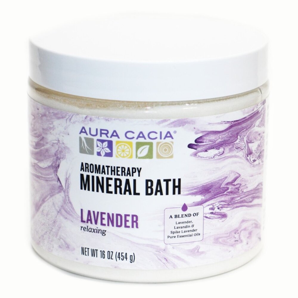 Aura Cacia Relaxing Lavender Aromatherapy Mineral Bath 16 oz. Jar